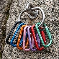 Vista 8 de FresKaro Clips de Mosquetón con Bloqueo Automático de 3 pulgadas, 12 kN-2698 libras, Forma D Sólida, Aluminio 7075 de Servicio Pesado, Ligero, 1.09