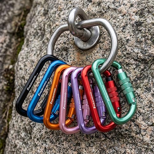 Miniatura 8 de FresKaro Clips de Mosquetón con Bloqueo Automático de 3 pulgadas, 12 kN-2698 libras, Forma D Sólida, Aluminio 7075 de Servicio Pesado, Ligero, 1.09