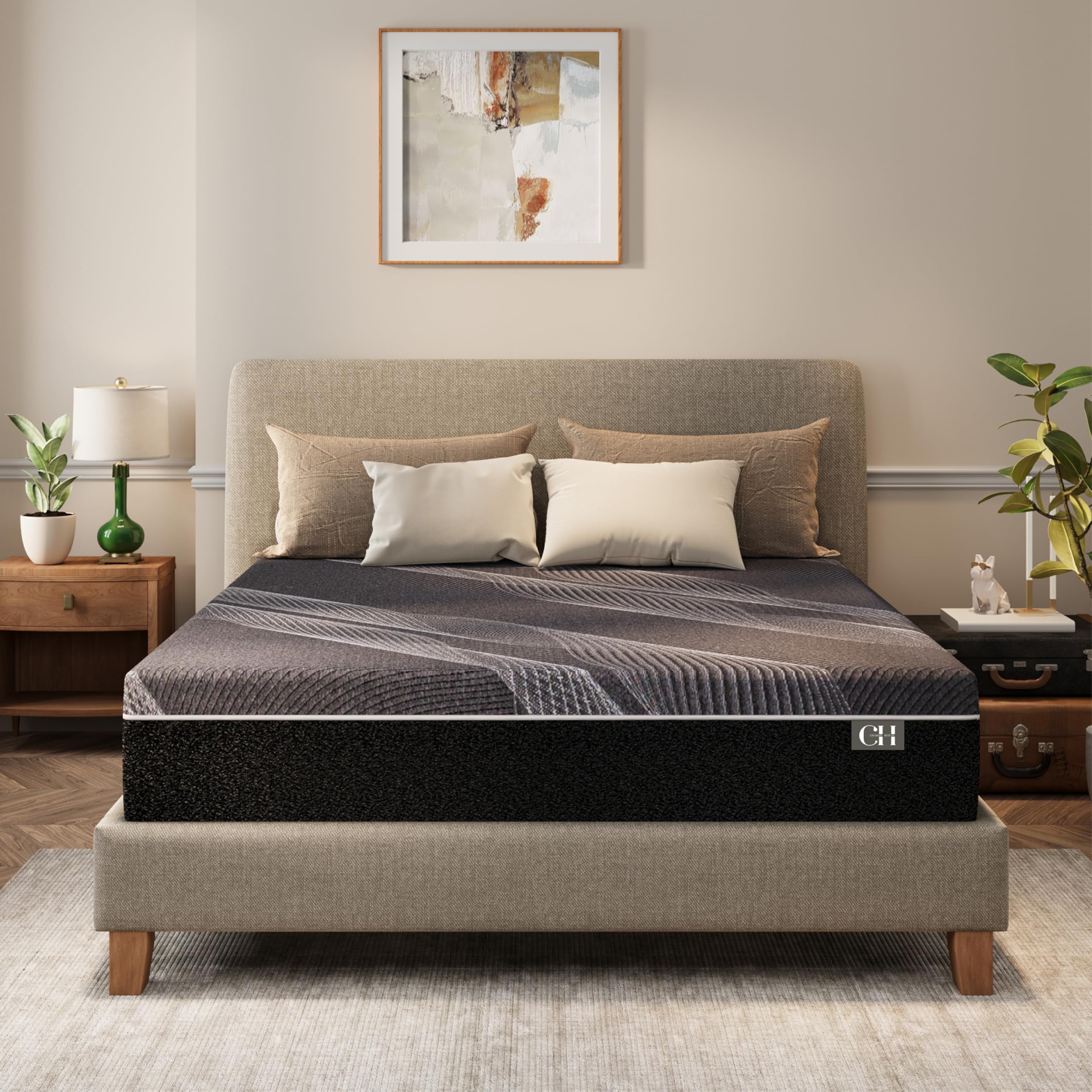 CH Charme House 10 Inch King Mattress, Bamboo-Charcoal Memory Foam Mattress, Cooling & Pressure Relief, Bed in a Box, Foam Made in USA & CertiPUR-US