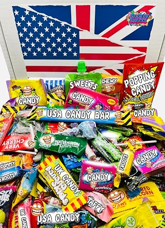 Simway Sweets American & British Retro Candy Mix, 100 Pieces, Multi-Flavoured Gummy, Fizzy & Jelly Sweets, Party Treats Gift Box, 1 Kilogram