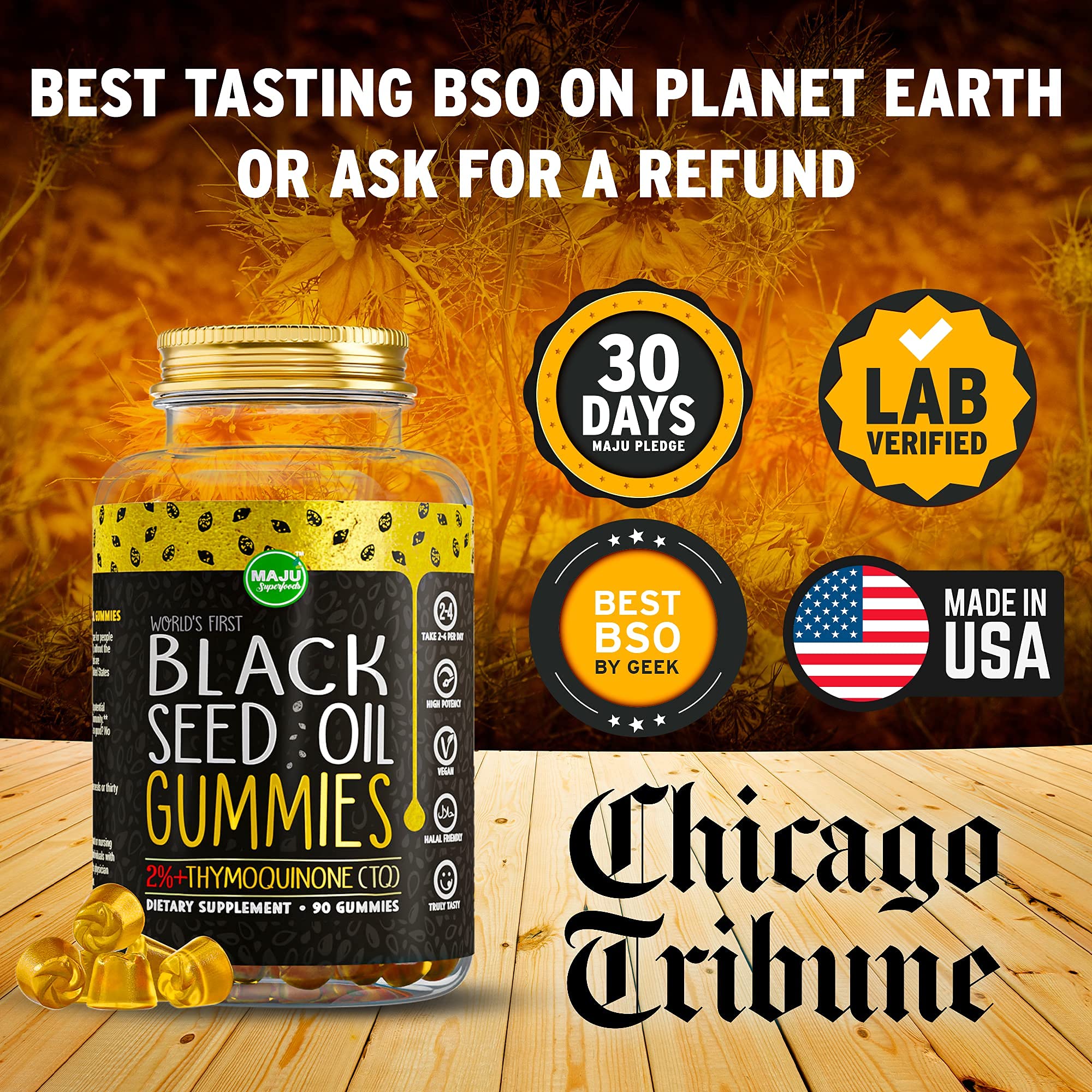 MAJU's Black Seed Oil Gummies World's First Gummy w/ 2+ Thymoquinone