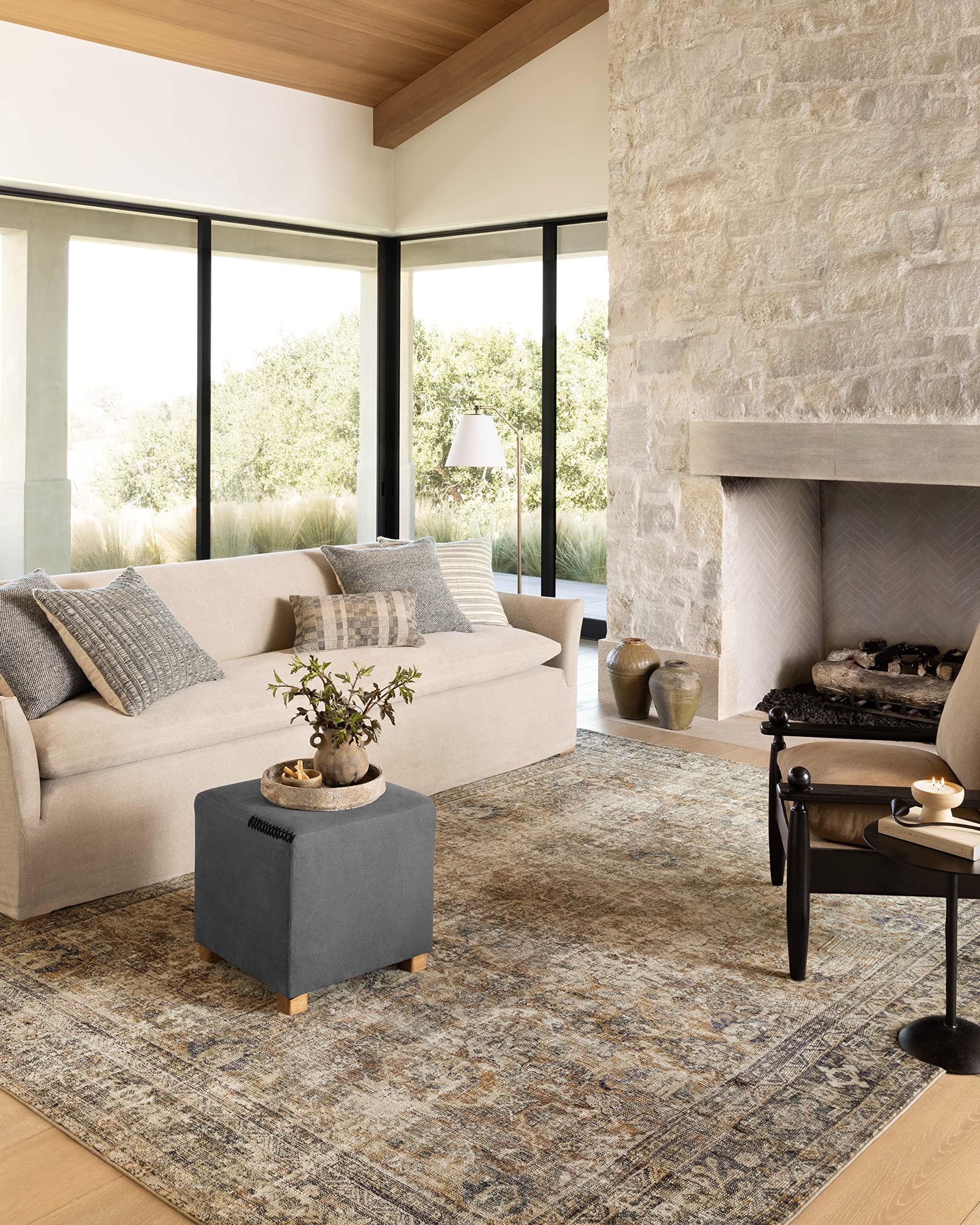 Loloi Amber Lewis Morgan Collection MOG-01 Sunset/Ink 5'-0" x 7'-0" 38" Thick Area Rug feat. CloudPile, Neutral, Room Décor, Vintage Inspired, Livingroom, Bedroom, Dining Area