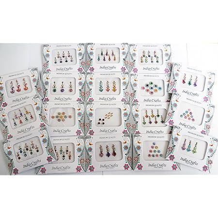 56 Bindis Combo Set - Silber/Gold/Schwarz/Bunt Für Bollywood Look