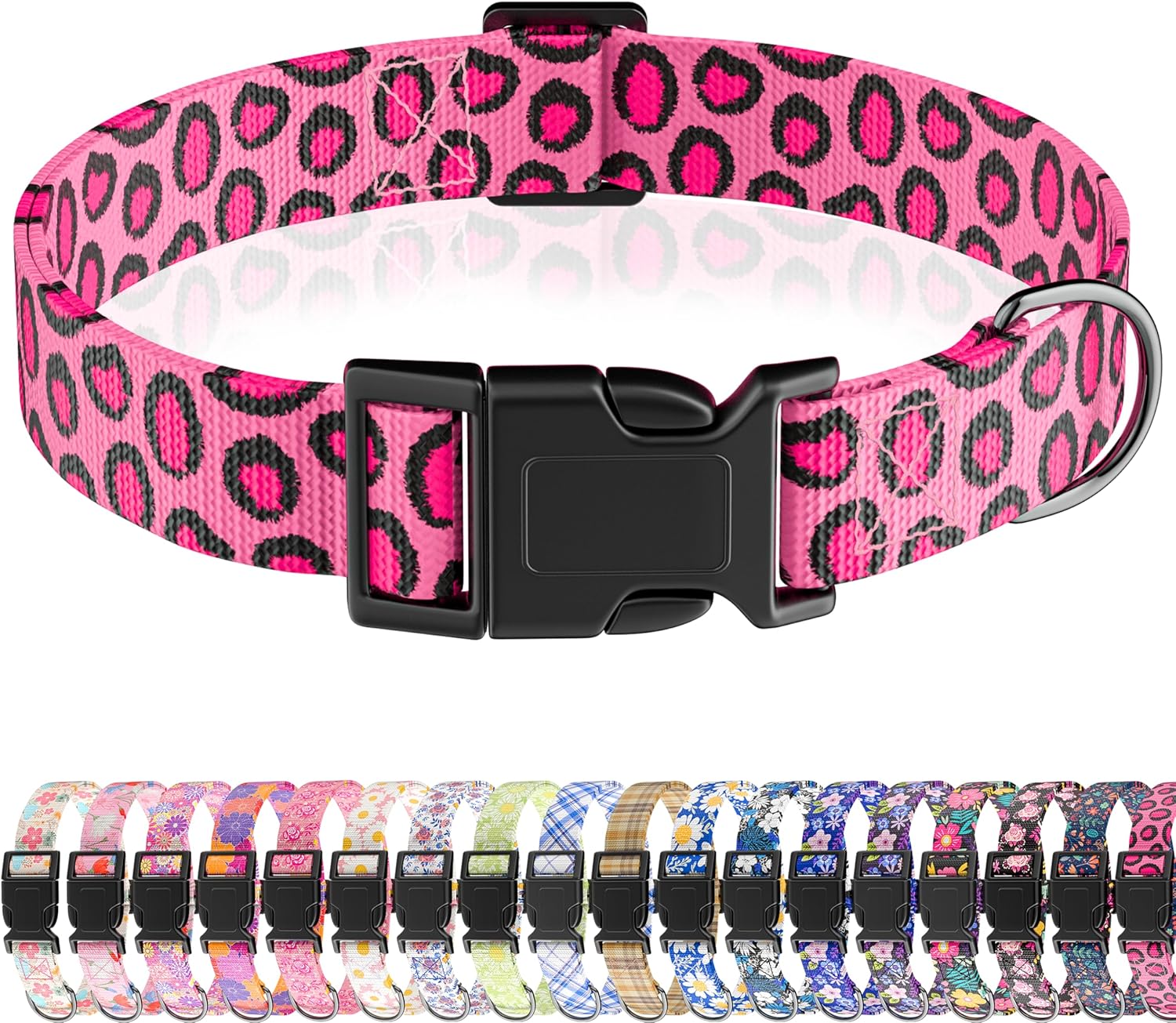 Dog Collar, Leopard Puppy Collar for Boys Girls Small Medium Large Dogs, Adjustable Soft Pet Collar Pink Cheetah with Quick Release Buckle for Males Females, Pink Leopard,XS