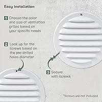 Vista 3 de Vent Systems Cubierta de ventilación blanca Soffit de 4 pulgadas, rejilla de ventilación redonda, cubierta de parrilla, pantalla de insectos