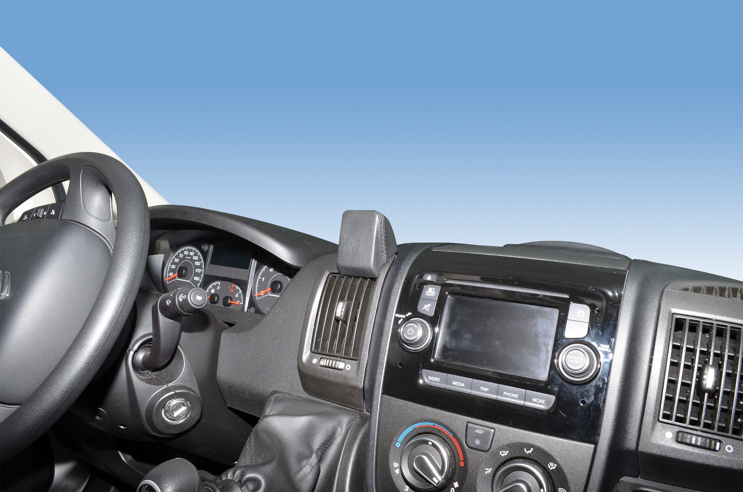 Kuda – Consola de navegación (LHD) para Citroen Jumper Euro 6 A Partir de año 2015 piel sintética NEGRO