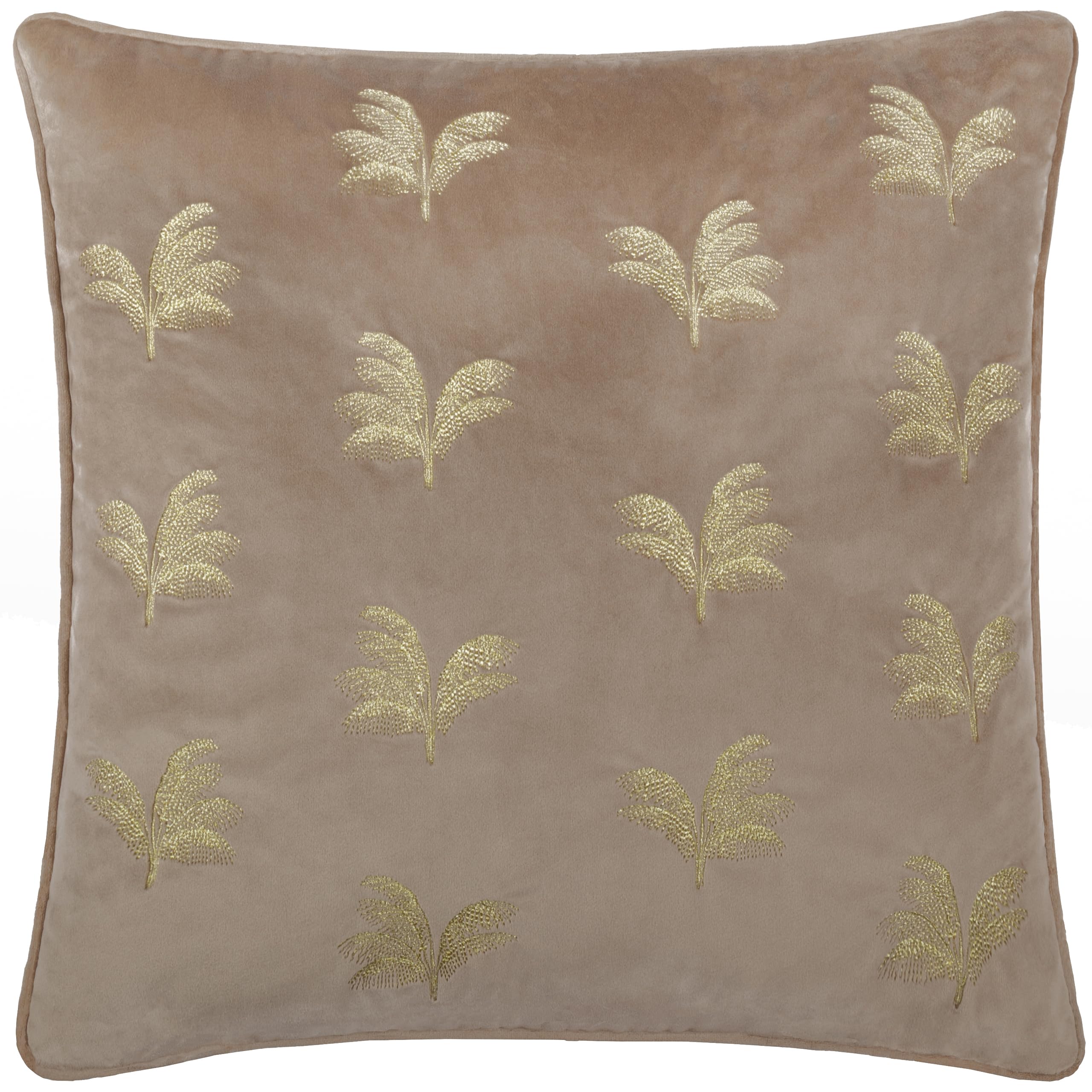 Paoletti Light Brown Guilded Palms Embroidered Cushion In | : 45Cm X 45Cm