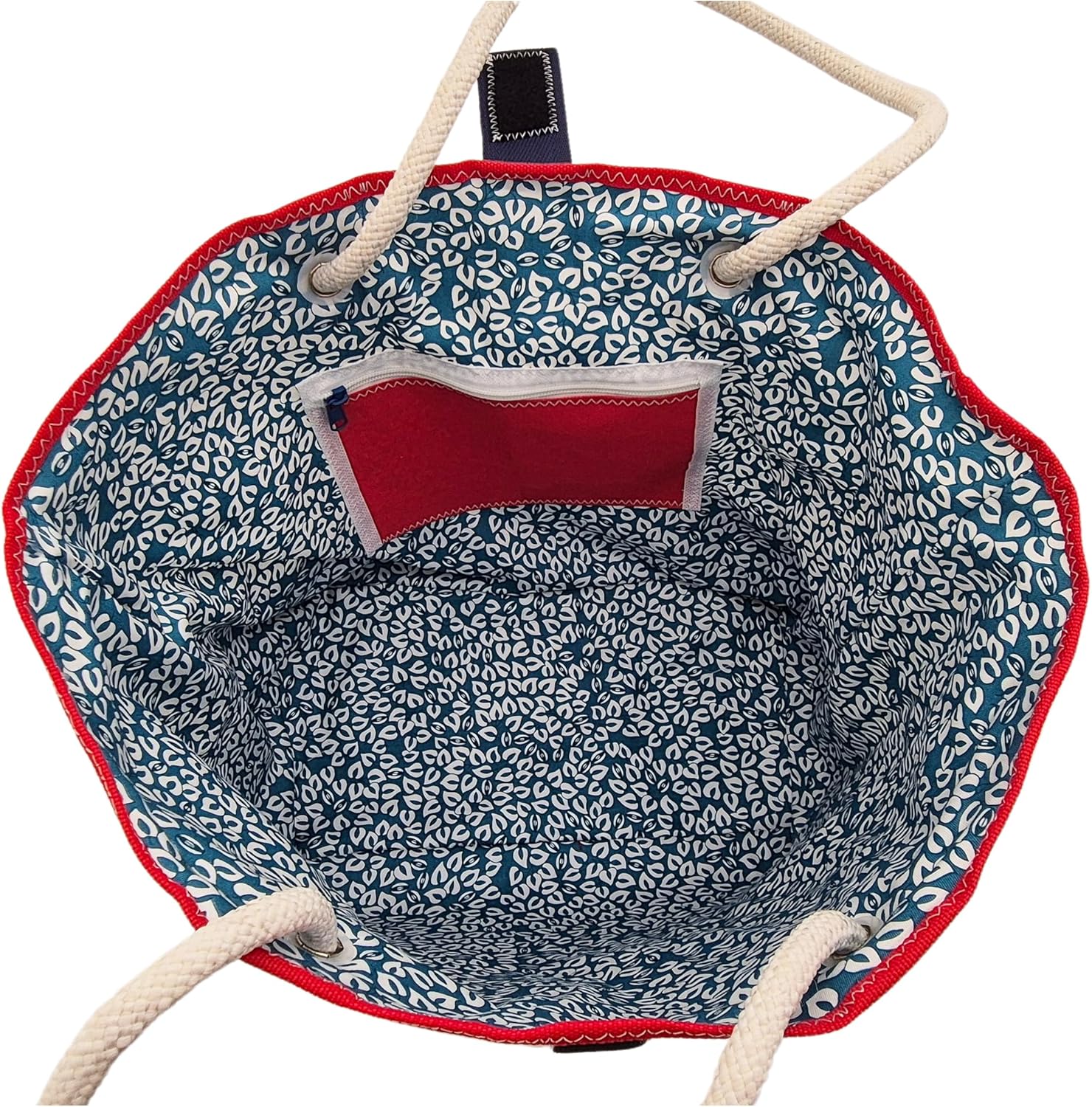 Tote Bag, Sail Cloth | White and Navy Blue, Splashproof, Summer Bag