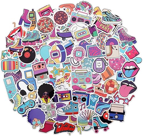 Paquete de 100 calcomanías de los años 90 y 80, recuerdos de fiesta de hip hop de los años 1990 y 1980, decoraciones de cumpleaños
