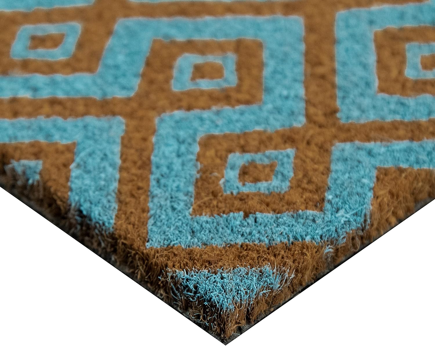 MSI Aqua Square Coir Doormat 22 inch x 36 Inch Heavy Duty Mat, Indoor and Outdoor Doormat, Water Resistant, Easy Clean Mats for Entry, Garage, Patio, High Traffic Areas, Blue - Beige