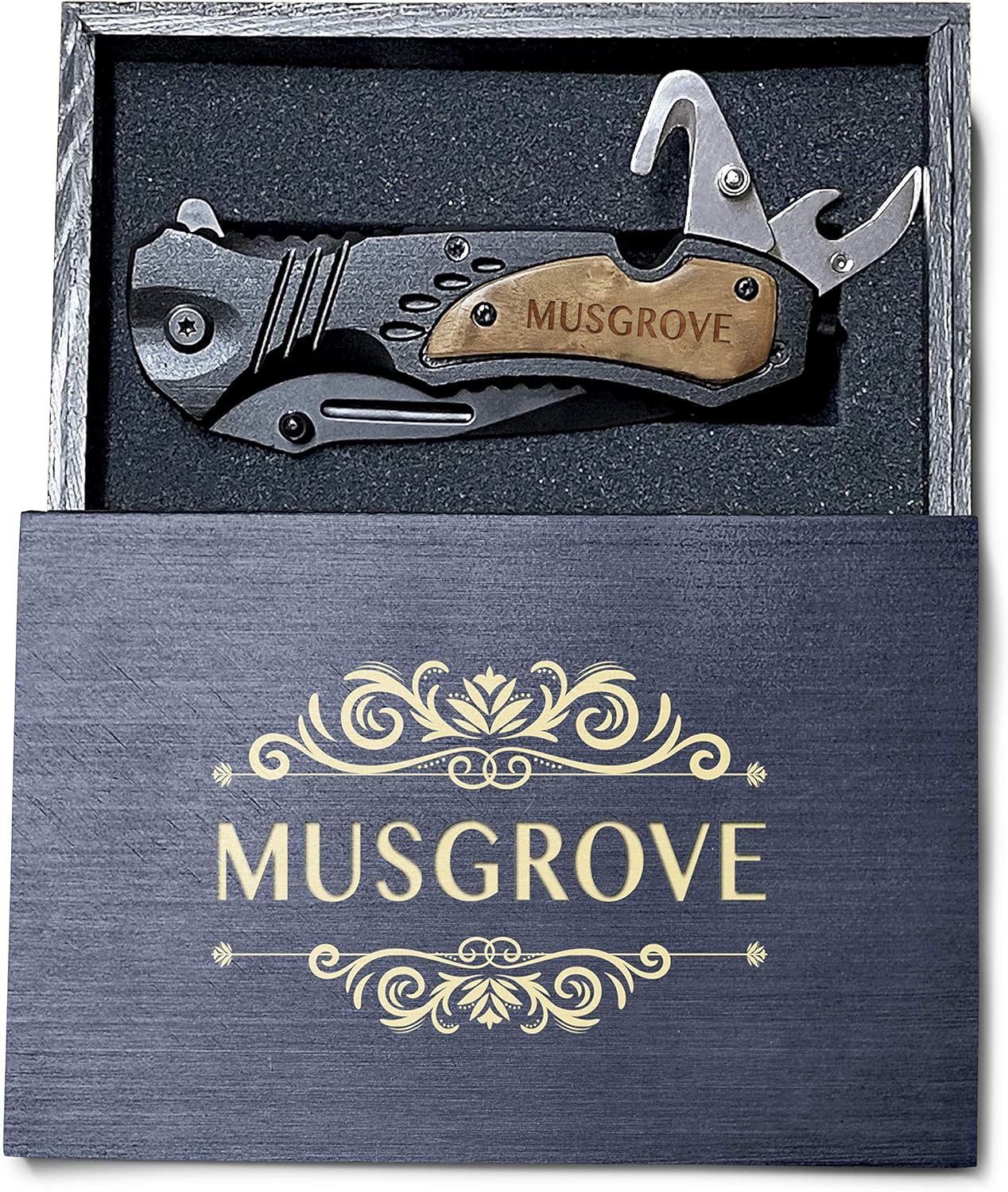 Custom Knives - Camping & Hunting Knife For Men With Engraved Blade and Keepsake Box