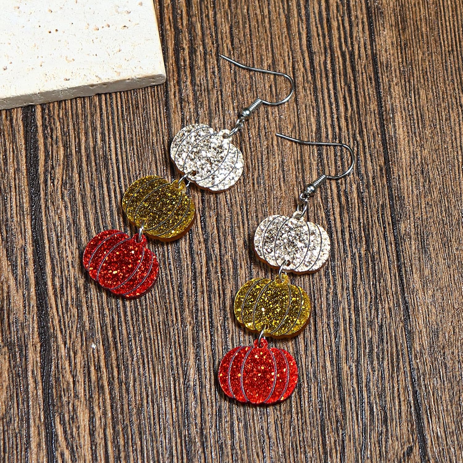 Halloween Pumpkin Acrylic Drop Dangle Earrings Thanksgiving Lightweight 3 Layered Earrings for Women Cute Party Gift Halloween Theme Jewelry - Image 2