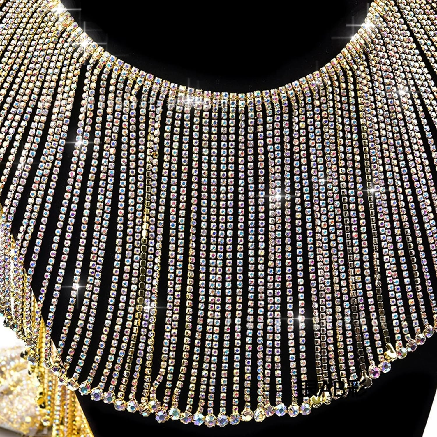 Rhinestone Fringe Trim 1 Yard, Extra Long Sparkling Crystal Tassel Chain for Wedding Dress Decorations, Costumes, Sewing DIY Crafts (Silver Long Fringe Trim)
