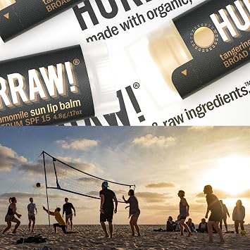 Hurraw! Sun Lip Balm (Zinc Oxide Protection, Broad Spectrum SPF 15, Tangerine, Chamomile): Organic, Certified Vegan, Gluten Free. Non-GMO, 100% Natural. Bee, Shea, Soy and Palm Free. Made in USA