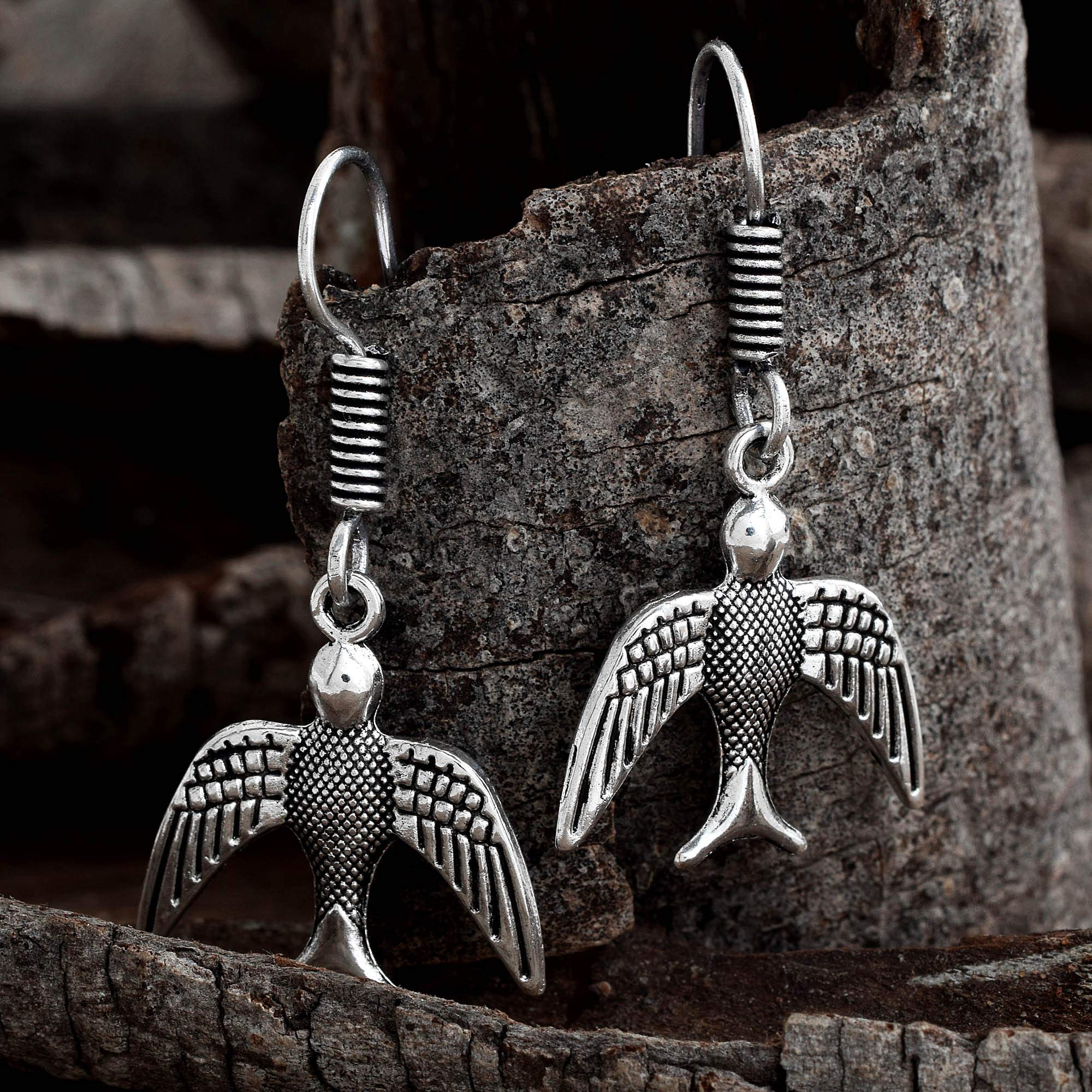 Brass Eagle Bird Drop Dangle Earrings