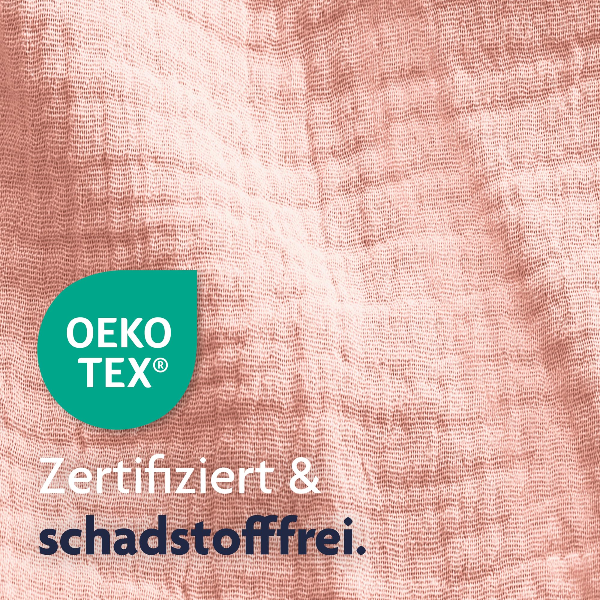 Julius Zöllner Cojín de Lactancia de Muselina, Aprox. 190 cm, Relleno de 42 litros de microperlas EPS, Fabricado en Alemania, Funda de Muselina de algodón 100%, Öko-Tex® Standard 100, Rosa pálido