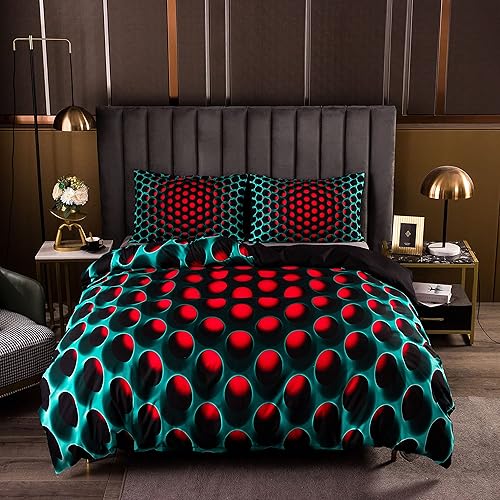 Miniatura 3 de ESOVIO Juego de ropa de cama con estampado geométrico 3D suave, estereoscópico, con agujeros densos, cálidos, juego de funda de edredón de 23 piezas