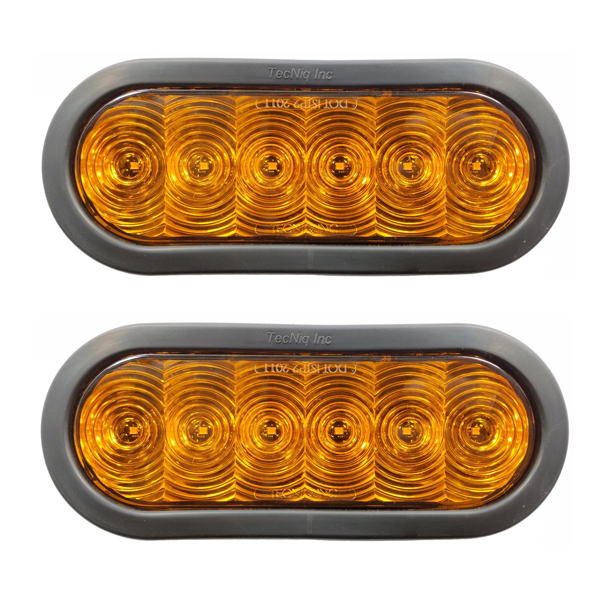 Pair of TecNiq 6" Oval Amber Turn Signal LED Lights - Grommet Mounted for Trailers-Trucks-RVs