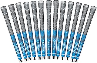 Golf Pride MCC Plus4 Golf Club Grip - All-Weather Hybrid Grip with Larger Lower Hand - Brushed Cotton Cord & Pebbled Texture - Blue