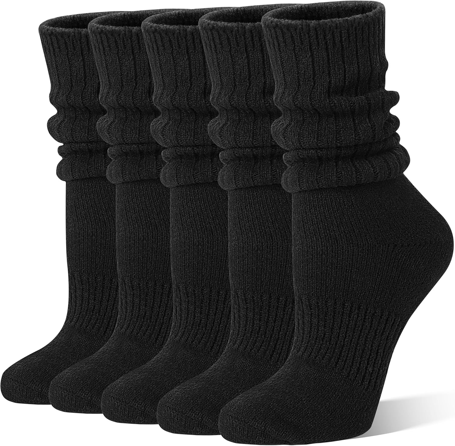 Womens Slouchy Boot Socks Winter Warm Cozy Slouch Scrunch Fuzzy Fluffy Crew Socks 5 Pairs