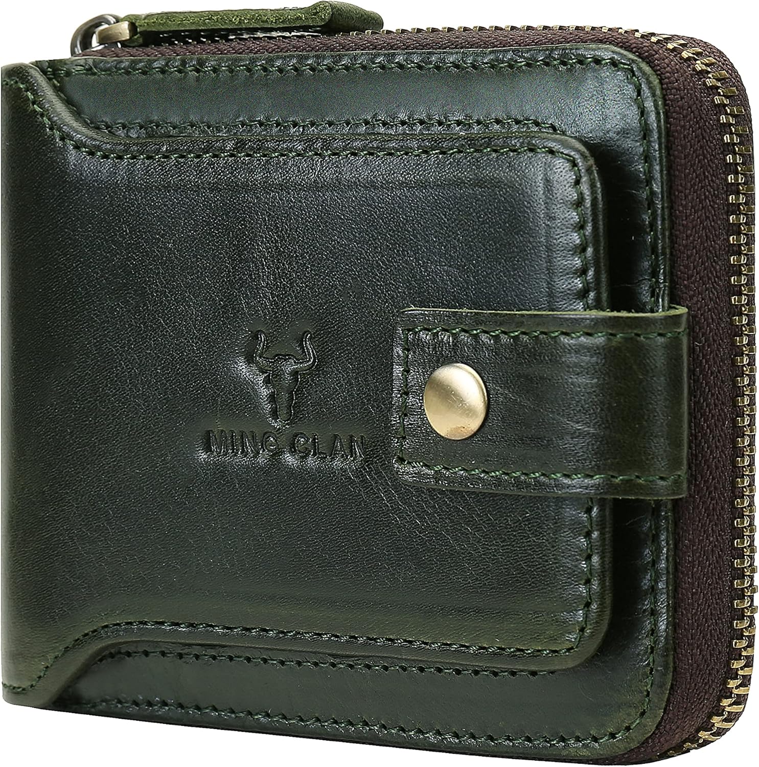 Zipper Wallet Men RFID Blocking Leather Bifold Wallets For Men - Flap ID Window Zip Coin Pocket - Big Capacity Credit Card Travel