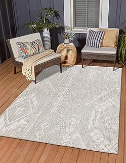 Rugs.com Outdoor Bohemian Collection Rug – 2' x 3' Gray Flatweave Rug ...