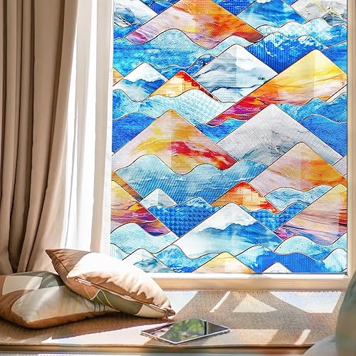 Miniatura 7 de Película 3D de vidrieras para ventana Película de privacidad para ventana de arco iris, decoraciones coloridas para ventanas para el hogar, película