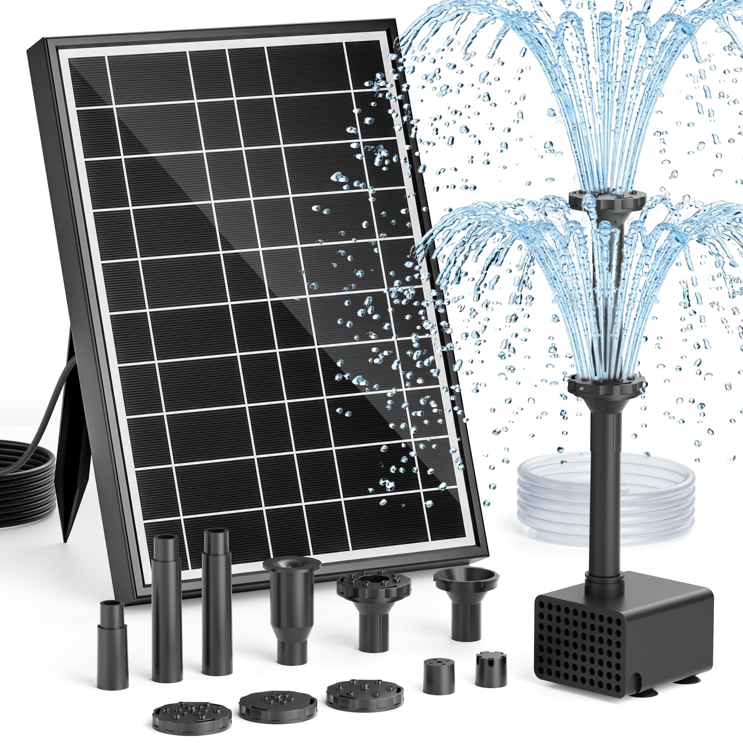 PONDIA Pompe de Fontaine Solaire pour Bac à Oiseaux, 8.5W Pompe Solaire Extérieure avec 7+ Modes de Pulvérisation & 1.5m Tuyau, Pompe Solaire DIY pour Jardin, Bassins, Piscines et Aquariums - 2