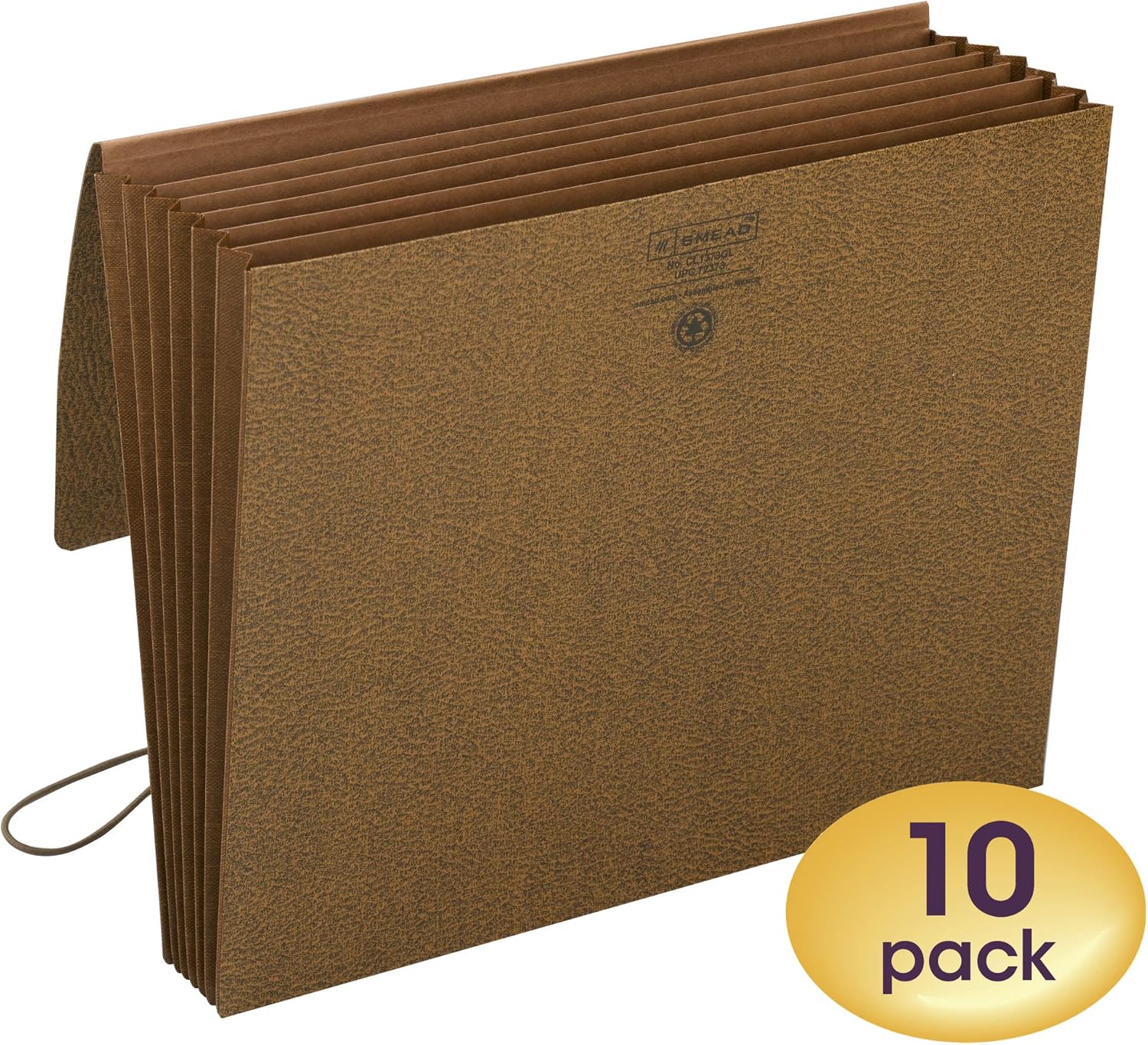 Smead Partition Expanding File Wallet, Flap and Cord Closure, 6 Pockets, 5-1/4" Expansion, Tear Resistant Gusset, Letter, Redrope, 10 per Box (72373)