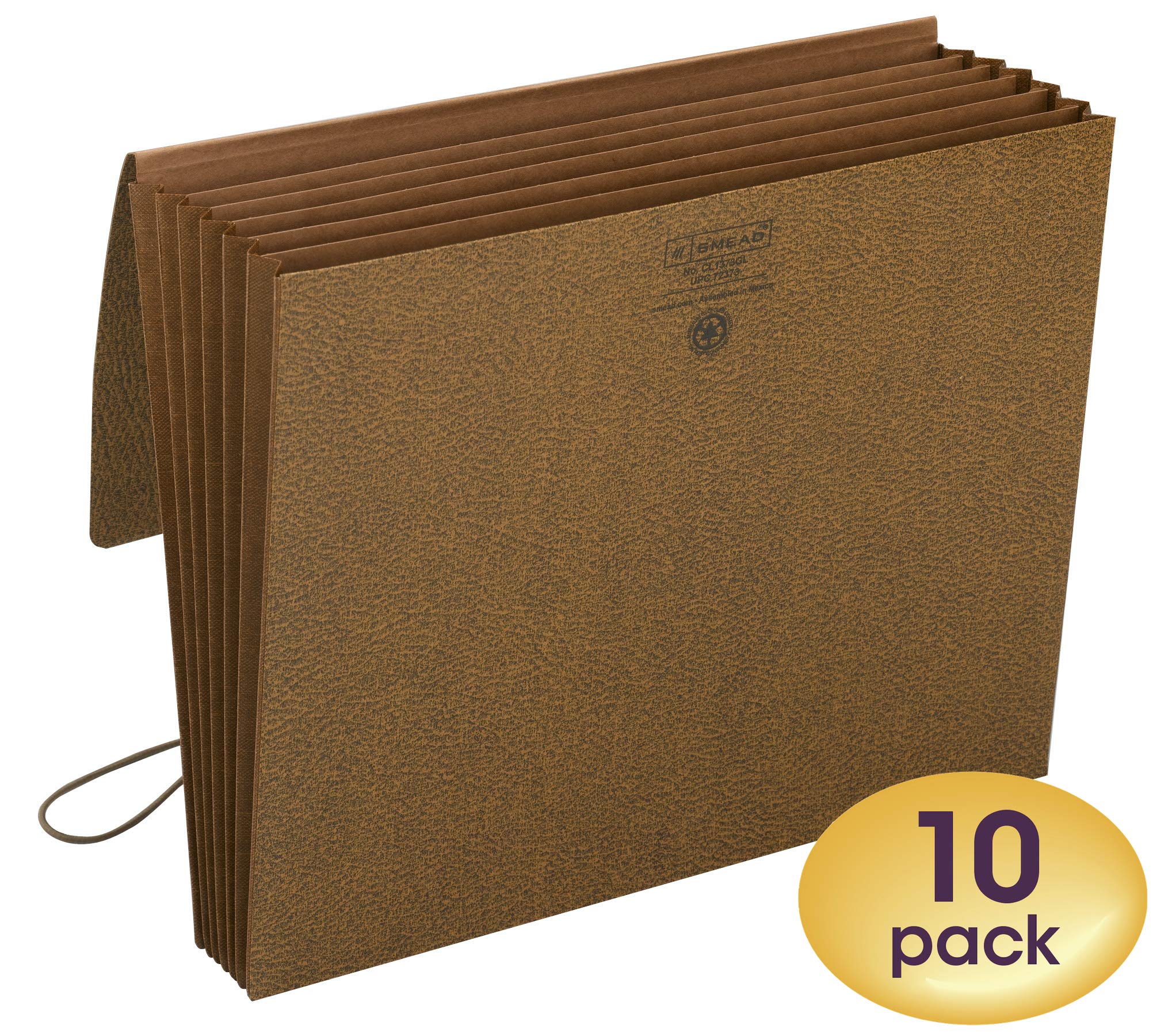 Smead Cartellina portadocumenti espandibile, chiusura con patta e cordino, 6 tasche, espansione da 14 cm, tassello resistente agli strappi, lettera, corda rossa, 10 per scatola (72373)