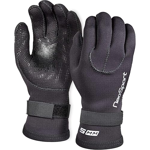 Neo Sport Men's and Women's 3MM & 5MM Premium Neoprene Wetsuit Gloves With Gator Elastic Wrist Band, Ideal For All Watersports, Diving, Boating, Cleaning Gutters, Pond & Aquarium Maintenance