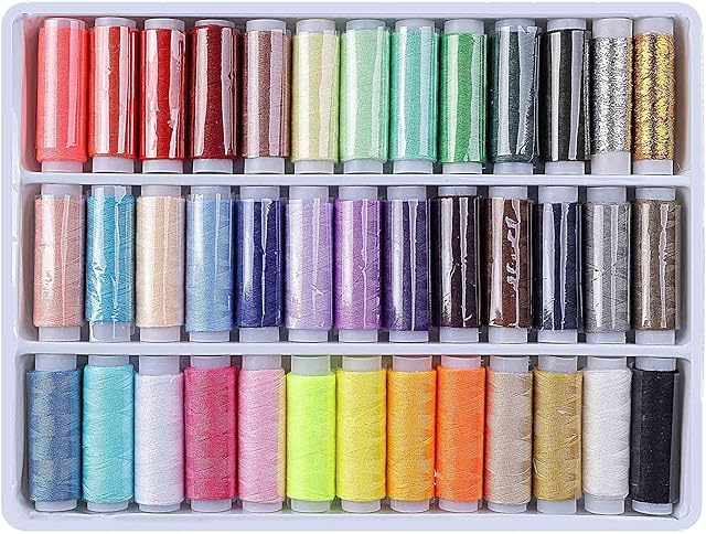 Thread for Sewing, Sewing Spools Colored Polyester Sewing Supplies Kit Ideal for Quilting Stitching Hand Sewing Machine Sewing 39 Packs