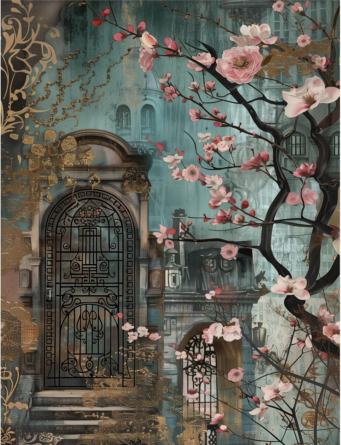 Victorian Gates Paper, 8 x 10.5 inch (6pc) - Mulberry Paper for Decoupage Scrapbooking Cards Crafts by Craft Kreatively