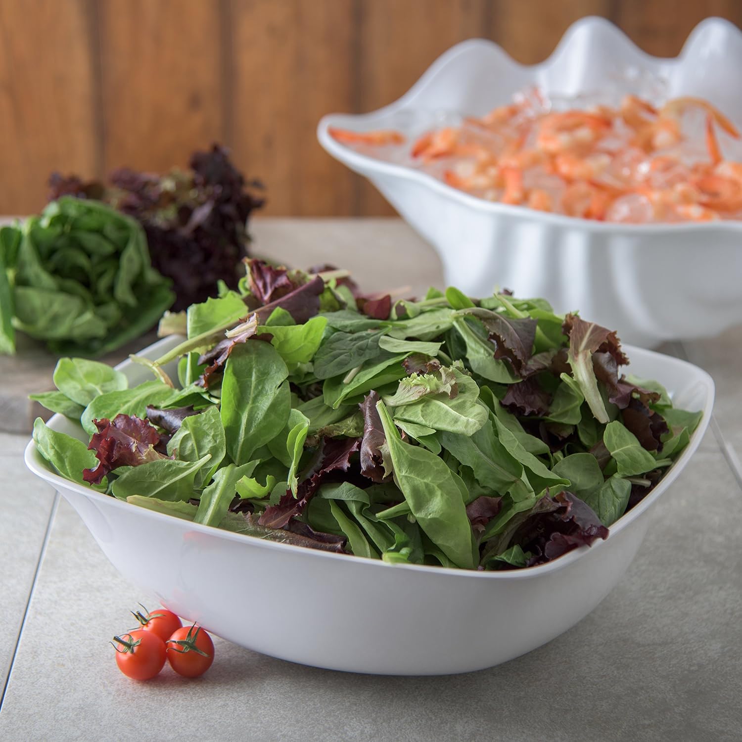 Carlisle FoodService Products 3336202 Flared Square Serving Bowl, 8 Quart, White (Pack of 4)