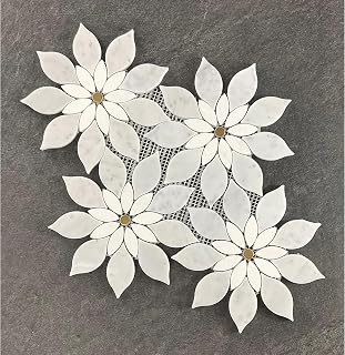 Flower Pattern Waterjet Marble Mosaic Wall Tiles Case (7 Sheets) White Irregular Polished