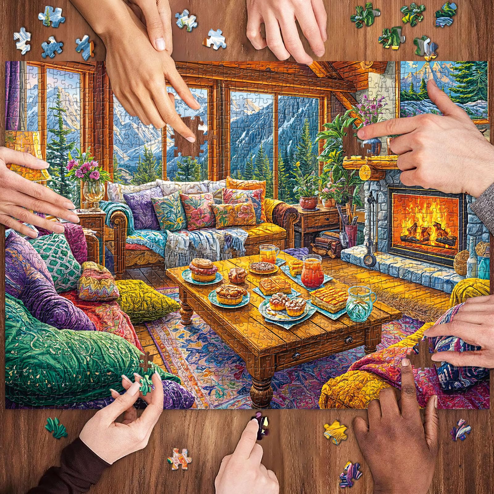 Puzzle 1000 elementów dla dorosłych i dzieci, Niemożliwa Gra, Układanka jako Prezent, Sprytne Zagadki, Kolorowe Układanki, Puzzle z Motywem Ciepłego Domu