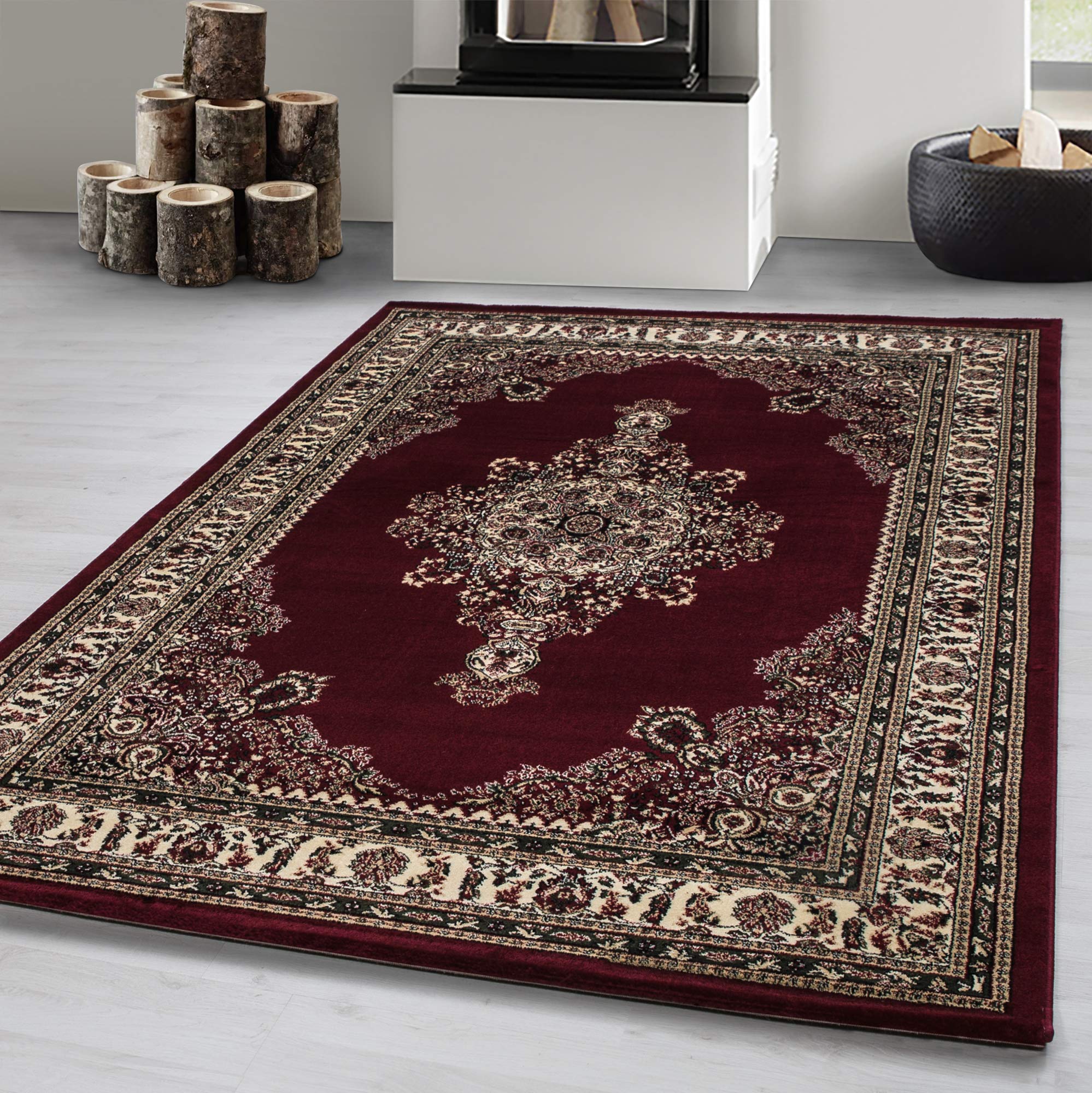 Carpetsale24 Orient Teppich 160x230 cm Rot, Dekoratives Wohnaccessoire im traditionellen Stil, Robuster Teppich für Esszimmer oder Gästezimmer