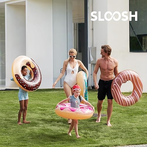 Miniatura 4 de Sloosh 4 Pack Inflatable Pool Floats, Pool Tube Rings, Swim Tubes, Floaties Toys, Beach Swimming Party Toys for Kids and Adults