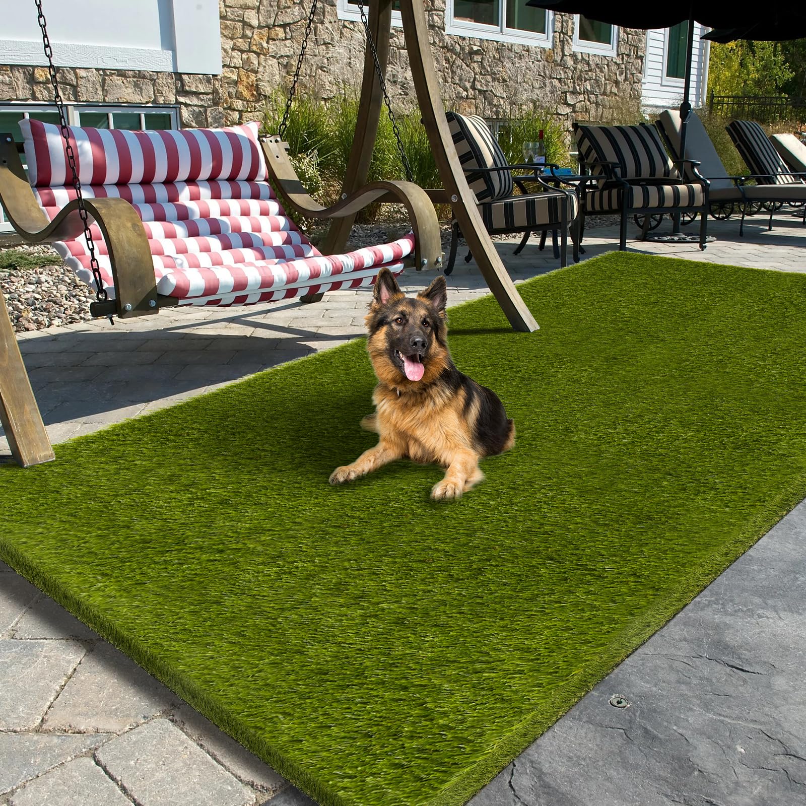 Artificial Grass Outdoor, 5x10 Ft Realistic Artificial Turf Grass Rug, Large Fake Grass for Dogs Indoor Outdoor Garden Lawn Landscape Patios Decoration