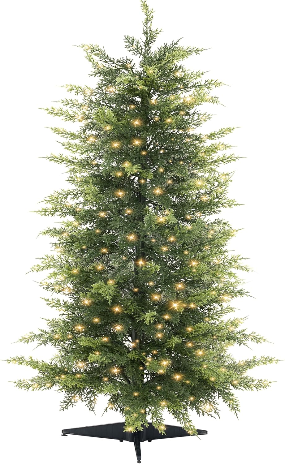 BOLUO Small Christmas Tree with Lights 3ft Real Touch Ceder Christmas Tree Artificial Xmas Tree for Home Outdoor Christmas Decoration