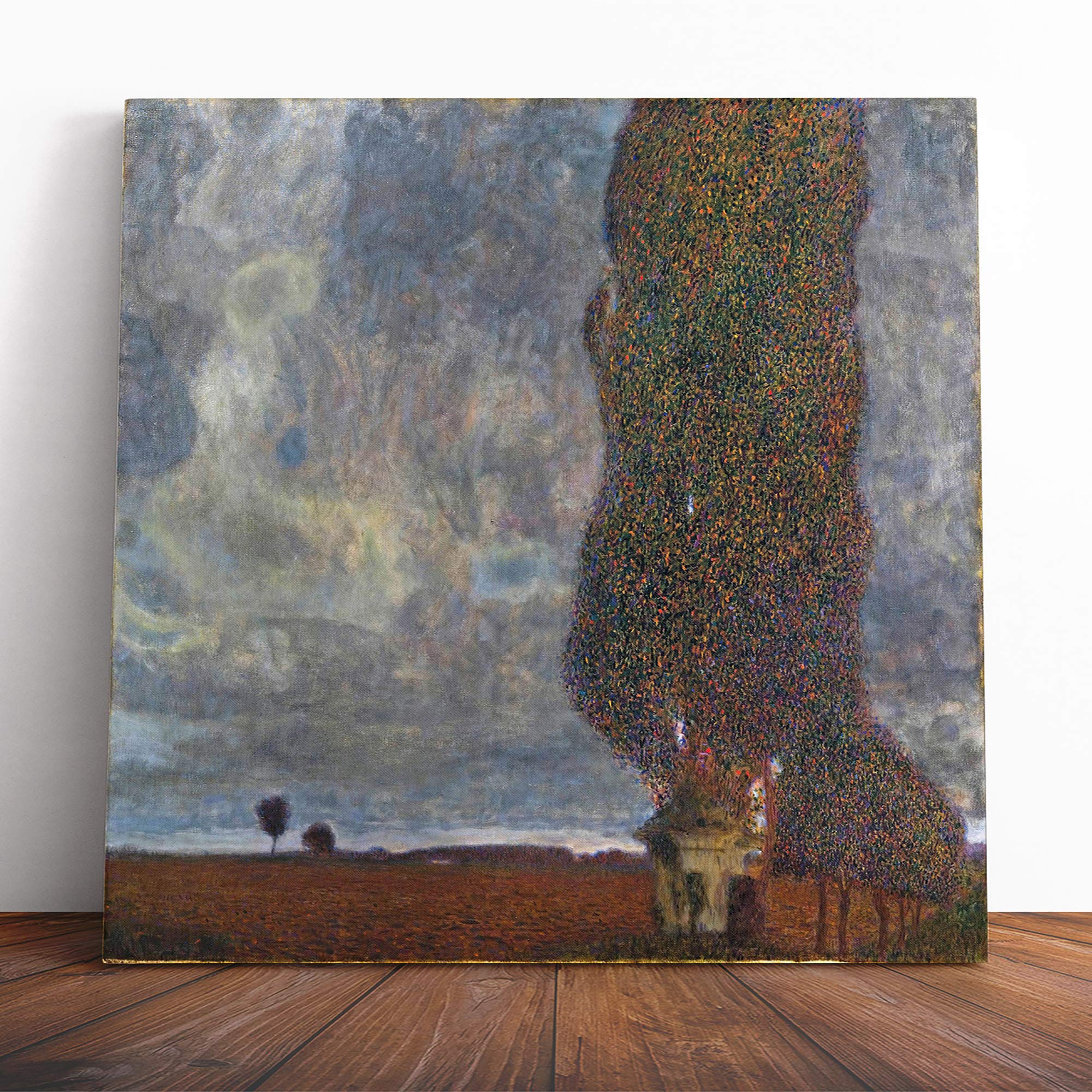 Big Box Art Canvas Print Wall Art Gustav Klimt Approaching a Thunderstorm | Mounted & Stretched Box Frame Picture | Home Decor for Kitchen, Living Room, Bedroom, Hallway, Muli-Colour, 14x14 Inch