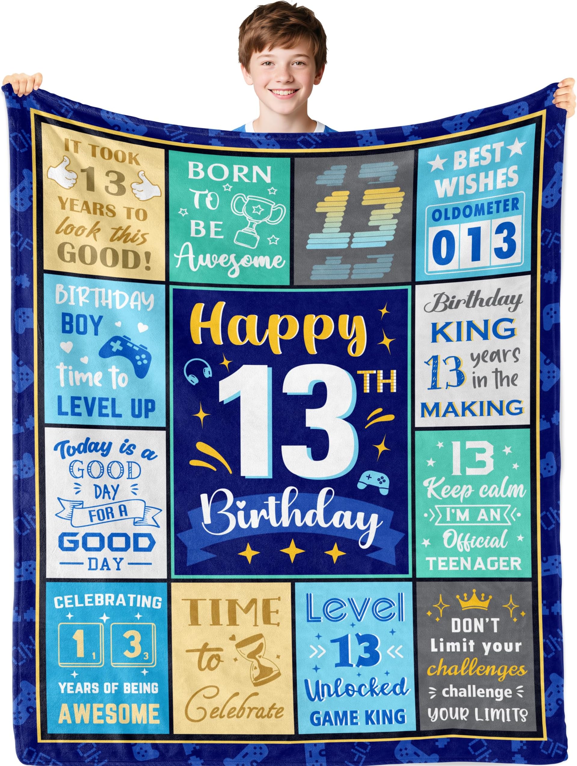 13 Year Old Boy Gifts Blanket 50" X 60", Gifts for 13 Years Old Boy, 13th Birthday Decorations for Boys, 13th Birthday Gifts for Guys, Official Teenager Bday Presents, 13th Birthday Throw
