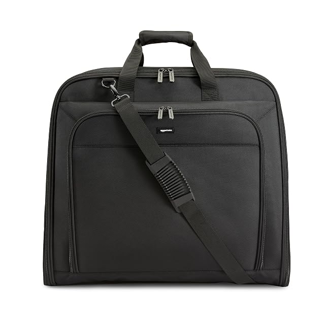 Amazon Basics 43 Premium Garment Bag for Travel Suit Bag with Detachable Shoulder Strap Wrinkle Free Spacious Durable