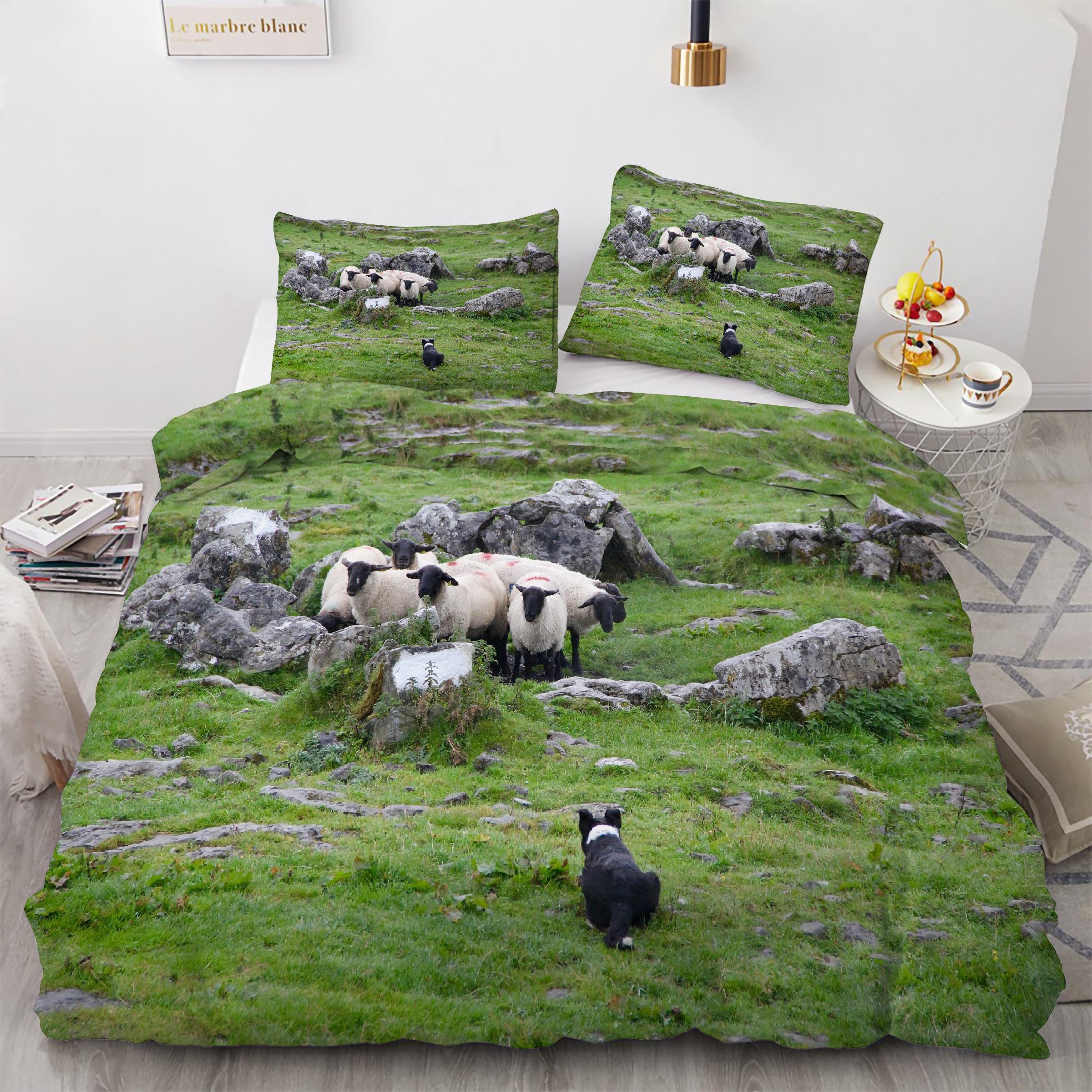 Housse de Couette 160x200 Animal en Microfibre Douce avec Fermeture Éclair Invisible Kg5025