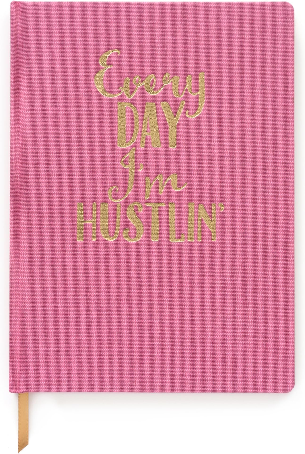 DesignWorks Ink Cloth Bound Personal Journal, Pink - Every Day I'm Hustlin'