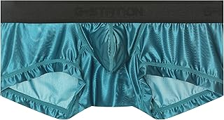 [ジーステーション] メンズボクサー シルキーサテン調 スクエア ショート 男性下着 立体縫製 ローライズ 凸フロント 光沢 艶 g-2533xpj