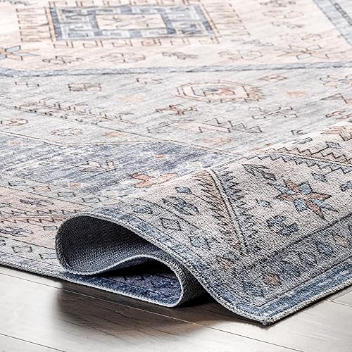 Miniatura 7 de nuLOOM Elowyn - Alfombra ultrafina lavable a máquina, 4 x 6 pies, color azul