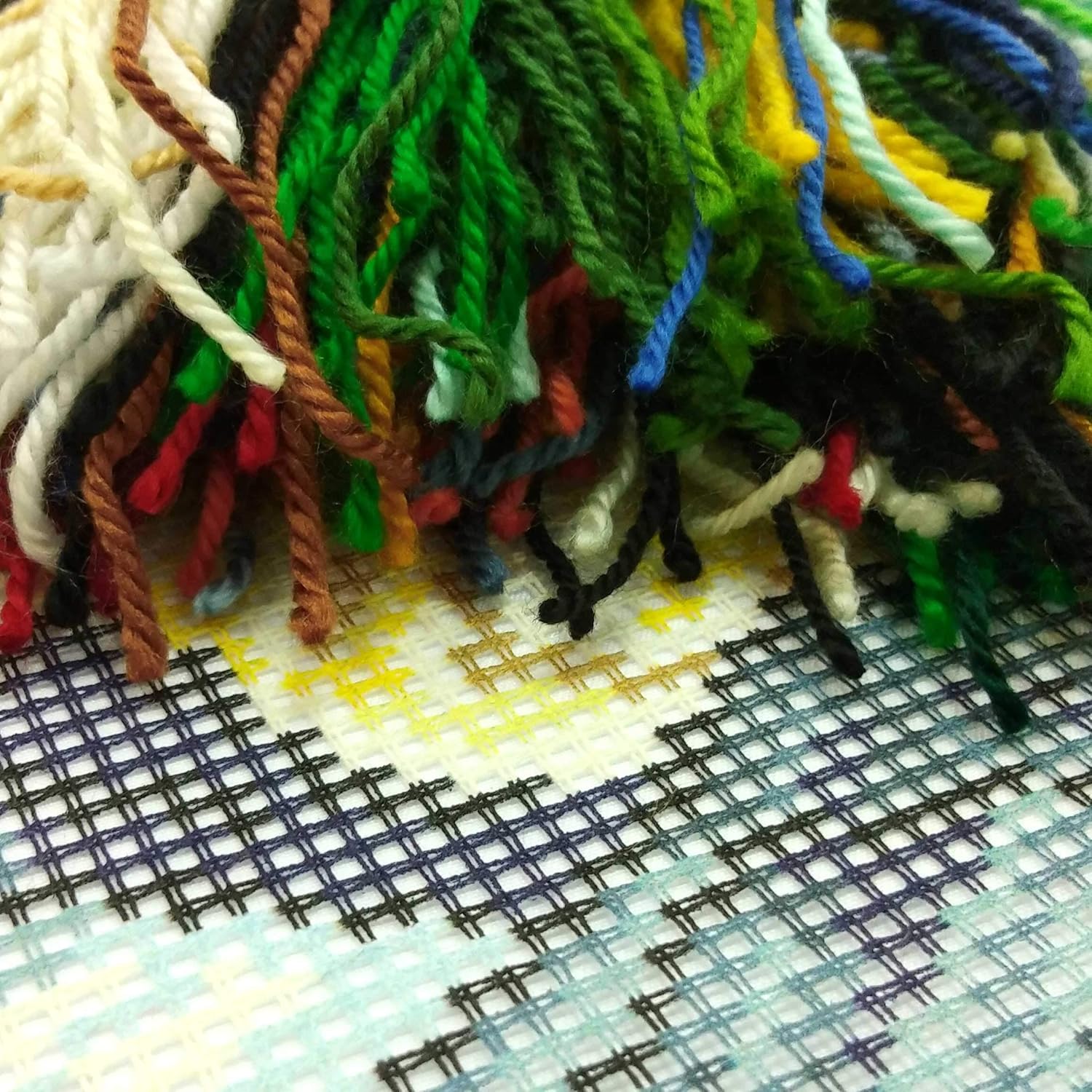 Landscape Embroidery Kit for Adults and Beginners — Mount Gaussier and Farm Saint Paul by Vincent van Gogh 16″ × 16″ with Clear, Precise Printed Design on Cotton Canvas; Includes Needles and Yarn