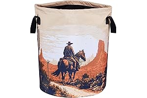 Western Cowboy Decor Laundry Basket Foldable Canvas Tote Bag