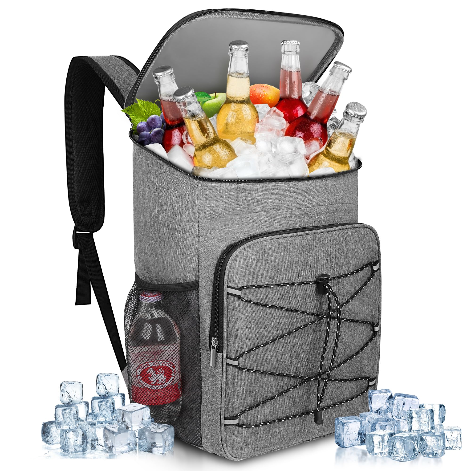 Borsa Frigo Isoterma Impermeabile 23L Zaino Termico per Mare Pic-Nic Campeggio Grigio